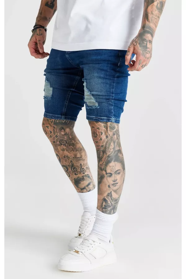 SIKSILK szorty Distressed Denim Shorts blue