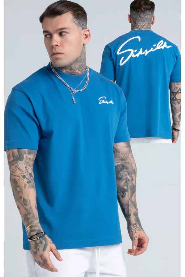 SIKSILK T-shirt Script Oversized blue