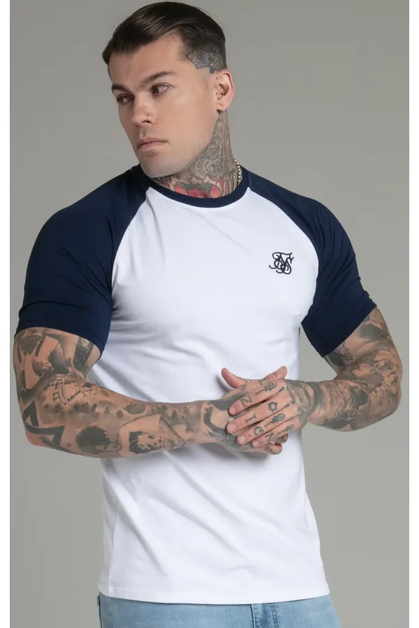 SIKSILK T-shirt Raglan Tee white/navy