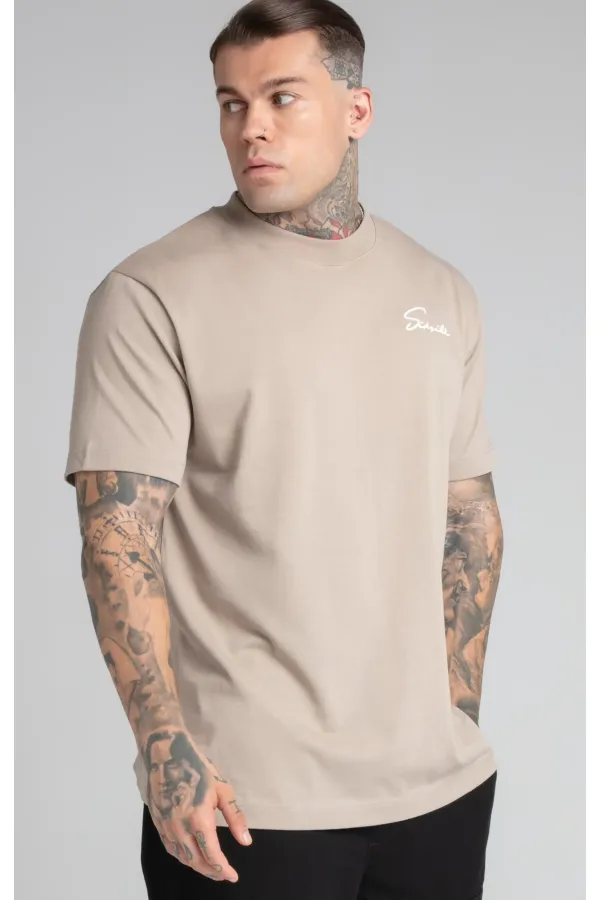 SIKSILK T-shirt Script Oversized beige
