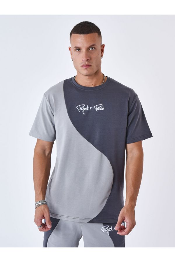T-shirt PROJECT X PARIS Wave Two-tone grey